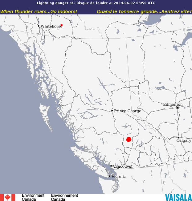 Canadian Lightning Danger Map  - Pacific - Environment Canada